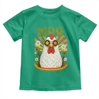Retro Moo Chicken Wearing Sunglasses Graphic Toddler T Shirt Funny Groovy Farm Animal Pun Vintage Sunburst