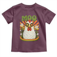 Retro Moo Chicken Wearing Sunglasses Graphic Toddler T Shirt Funny Groovy Farm Animal Pun Vintage Sunburst