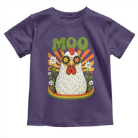 Retro Moo Chicken Wearing Sunglasses Graphic Toddler T Shirt Funny Groovy Farm Animal Pun Vintage Sunburst