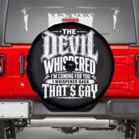 The Devil Whispered I Whispered Back That's Gay Spare Tire Cover Funny Sarcastic Gothic Meme Parody