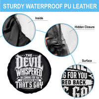 The Devil Whispered I Whispered Back That's Gay Spare Tire Cover Funny Sarcastic Gothic Meme Parody