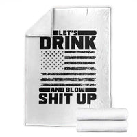 Patriotic 4th of July Fireworks Funny Drinking Party Throw Blanket Let's Drink And Blow Shit Up Gag Gift