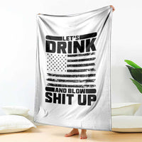 Patriotic 4th of July Fireworks Funny Drinking Party Throw Blanket Let's Drink And Blow Shit Up Gag Gift