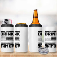 Patriotic 4th of July Fireworks Funny Drinking Party 4 in 1 Can Cooler Tumbler Let's Drink And Blow Shit Up Gag Gift