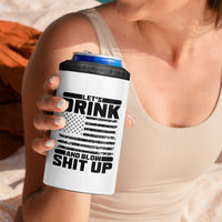 Patriotic 4th of July Fireworks Funny Drinking Party 4 in 1 Can Cooler Tumbler Let's Drink And Blow Shit Up Gag Gift