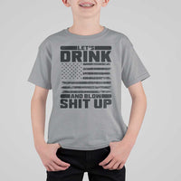 Patriotic 4th of July Fireworks Funny Drinking Party T Shirt For Kid Let's Drink And Blow Shit Up Gag Gift