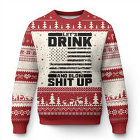 Patriotic 4th of July Fireworks Funny Drinking Party Ugly Christmas Sweater Let's Drink And Blow Shit Up Gag Gift