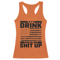 Patriotic 4th of July Fireworks Funny Drinking Party Racerback Tank Top Let's Drink And Blow Shit Up Gag Gift