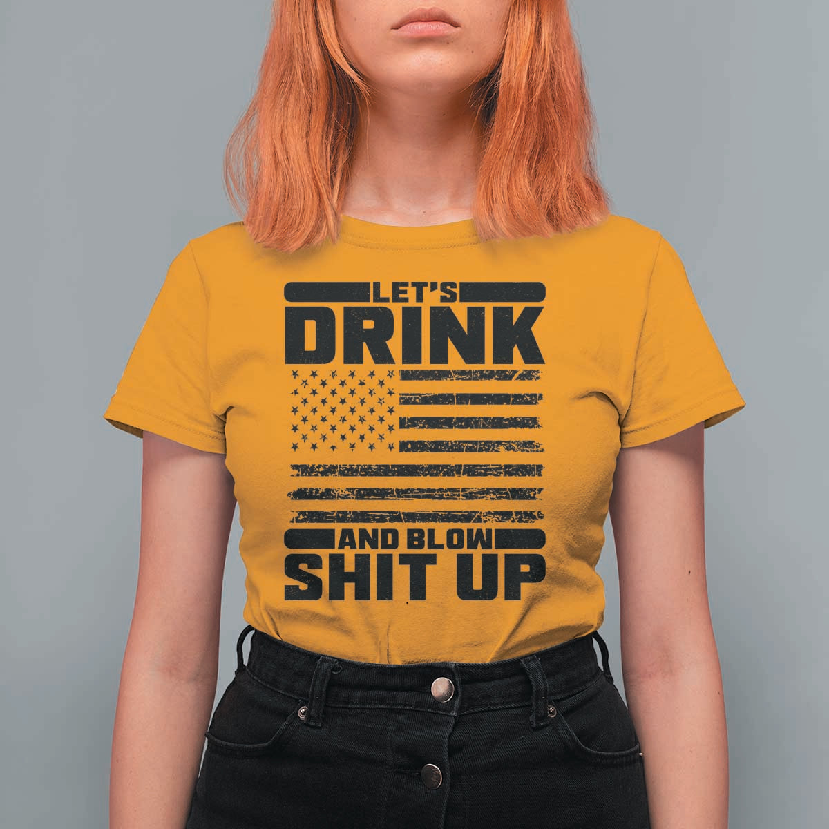 Patriotic 4th of July Fireworks Funny Drinking Party T Shirt For Women Let's Drink And Blow Shit Up Gag Gift
