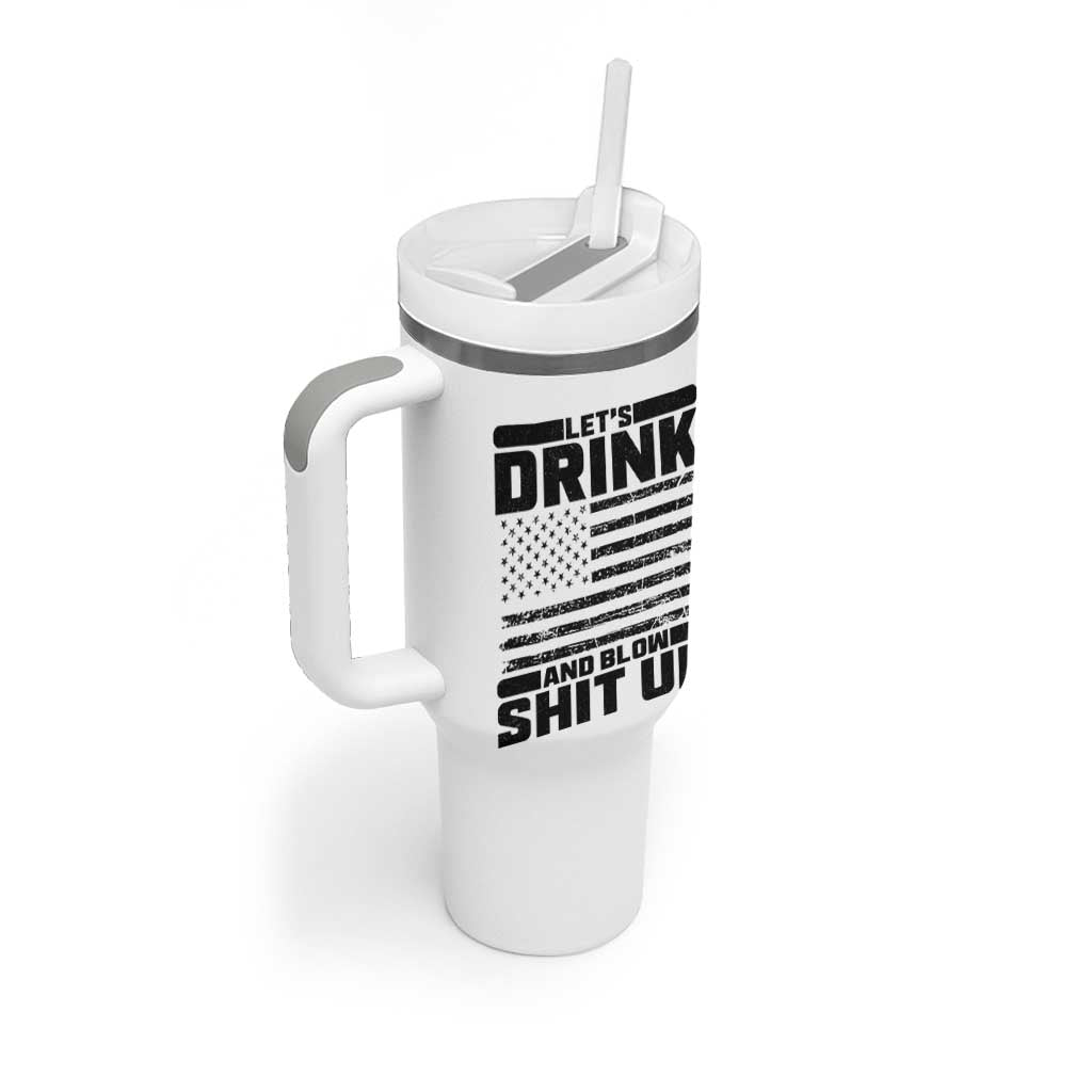 Patriotic 4th of July Fireworks Funny Drinking Party Tumbler With Handle Let's Drink And Blow Shit Up Gag Gift