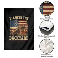 Vintage American Flag Whiskey and Cigar Graphic Garden Flag I Will Be In The Backyard Patriotic Bourbon Lover Fathers Day Gift for Men