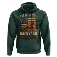 Vintage American Flag Whiskey and Cigar Graphic Hoodie I Will Be In The Backyard Patriotic Bourbon Lover Fathers Day Gift for Men