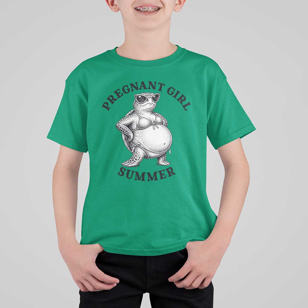 Funny Pregnant Girl Summer Turtle T Shirt For Kid Cute Stipple Maternity Bikini Sea Turtle Beach