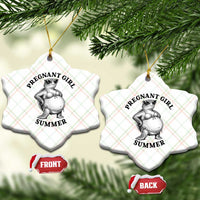 Funny Pregnant Girl Summer Turtle Ceramic Ornament Cute Stipple Maternity Bikini Sea Turtle Beach