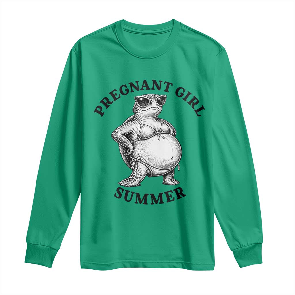 Funny Pregnant Girl Summer Turtle Long Sleeve Shirt Cute Stipple Maternity Bikini Sea Turtle Beach