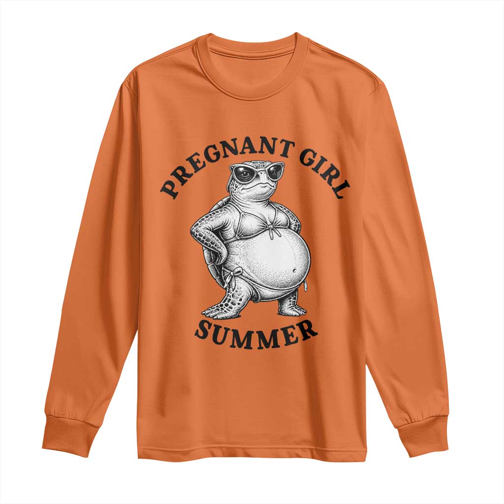 Funny Pregnant Girl Summer Turtle Long Sleeve Shirt Cute Stipple Maternity Bikini Sea Turtle Beach