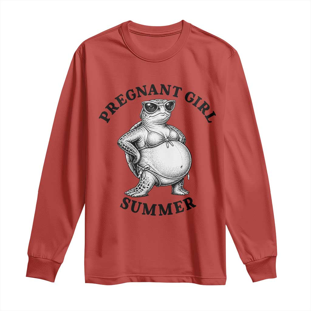 Funny Pregnant Girl Summer Turtle Long Sleeve Shirt Cute Stipple Maternity Bikini Sea Turtle Beach