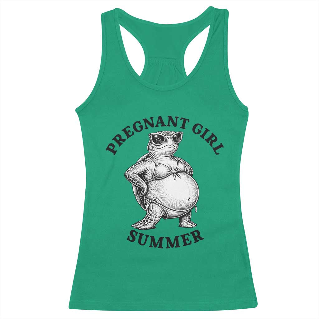 Funny Pregnant Girl Summer Turtle Racerback Tank Top Cute Stipple Maternity Bikini Sea Turtle Beach