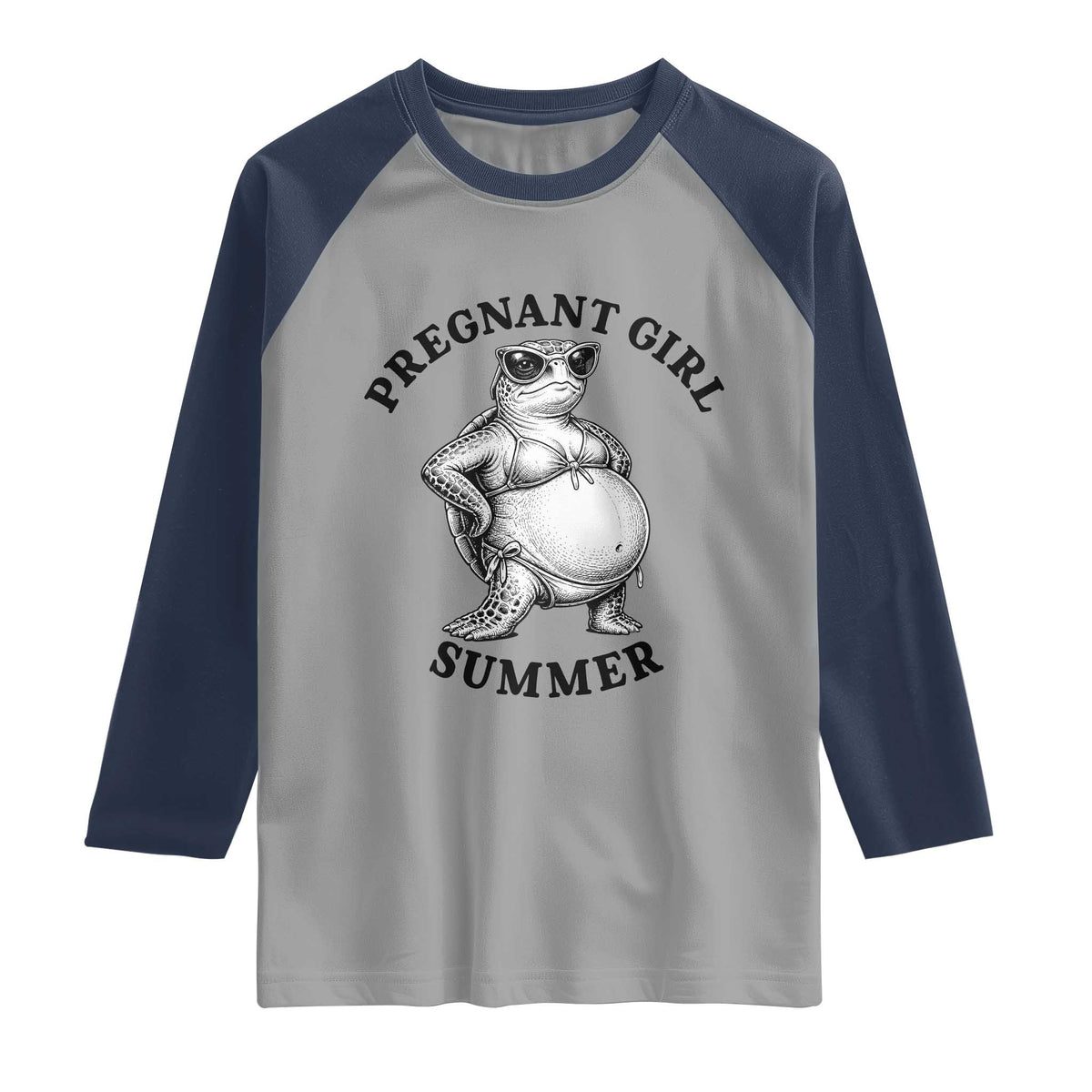 Funny Pregnant Girl Summer Turtle Raglan Shirt Cute Stipple Maternity Bikini Sea Turtle Beach