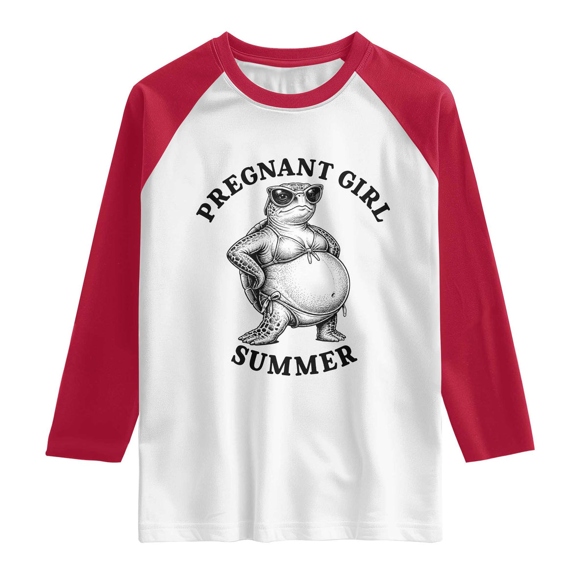 Funny Pregnant Girl Summer Turtle Raglan Shirt Cute Stipple Maternity Bikini Sea Turtle Beach
