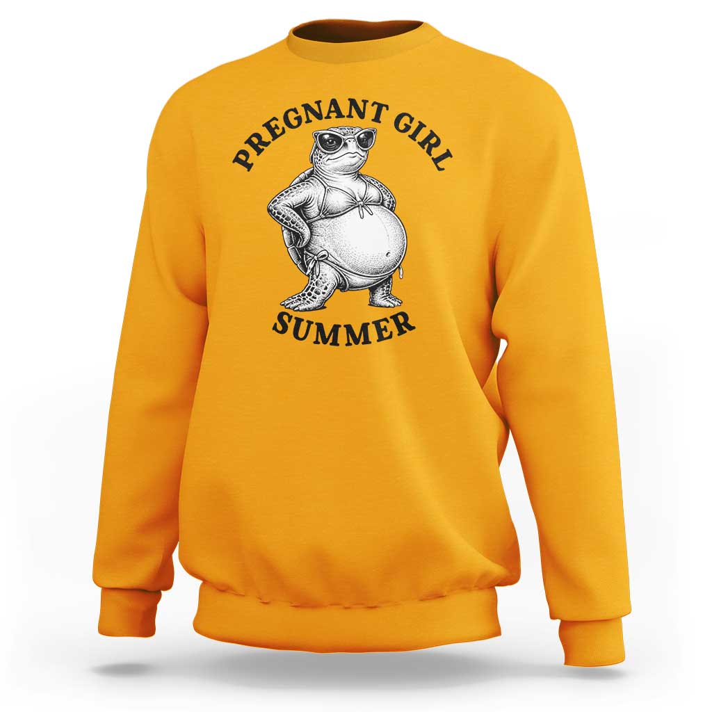Funny Pregnant Girl Summer Turtle Sweatshirt Cute Stipple Maternity Bikini Sea Turtle Beach