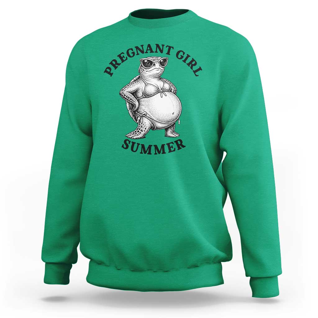 Funny Pregnant Girl Summer Turtle Sweatshirt Cute Stipple Maternity Bikini Sea Turtle Beach