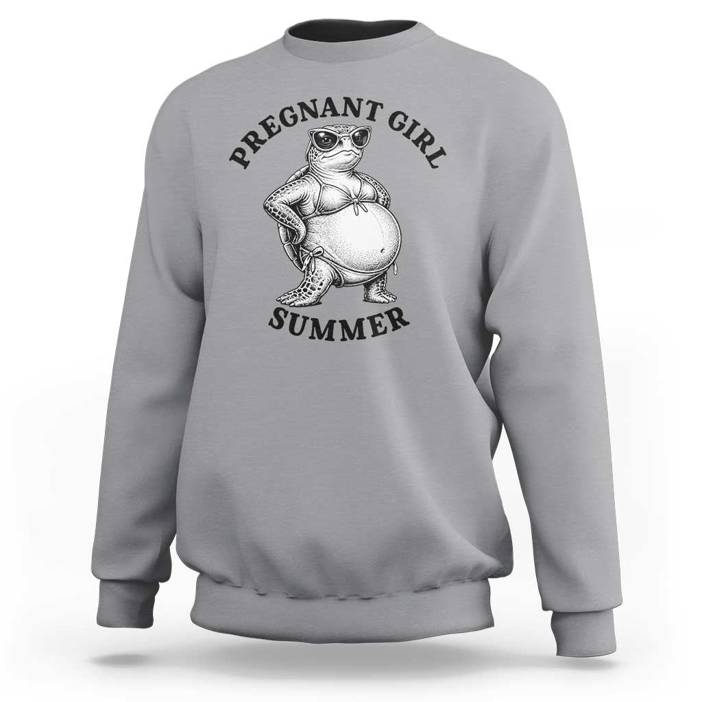 Funny Pregnant Girl Summer Turtle Sweatshirt Cute Stipple Maternity Bikini Sea Turtle Beach
