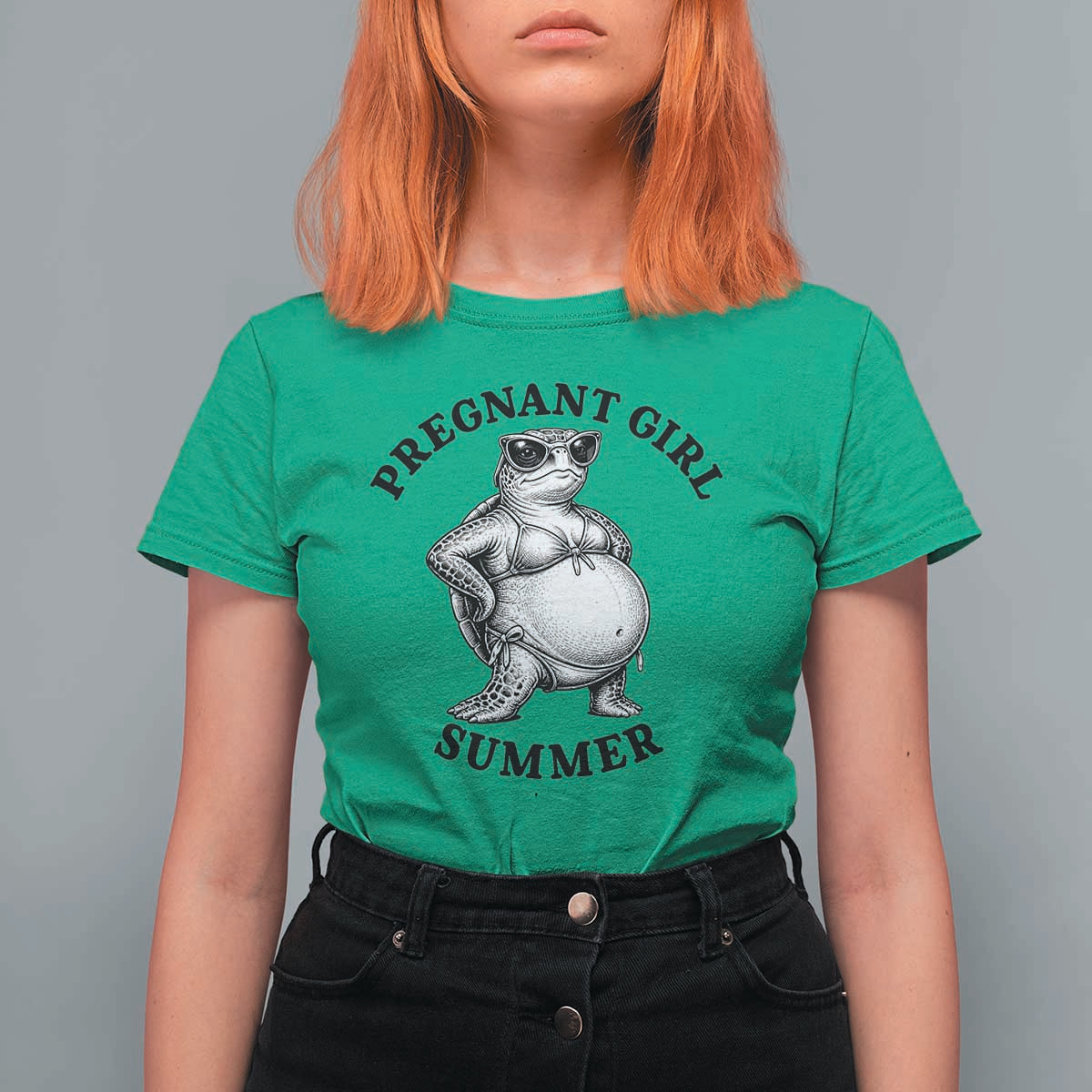 Funny Pregnant Girl Summer Turtle T Shirt For Women Cute Stipple Maternity Bikini Sea Turtle Beach