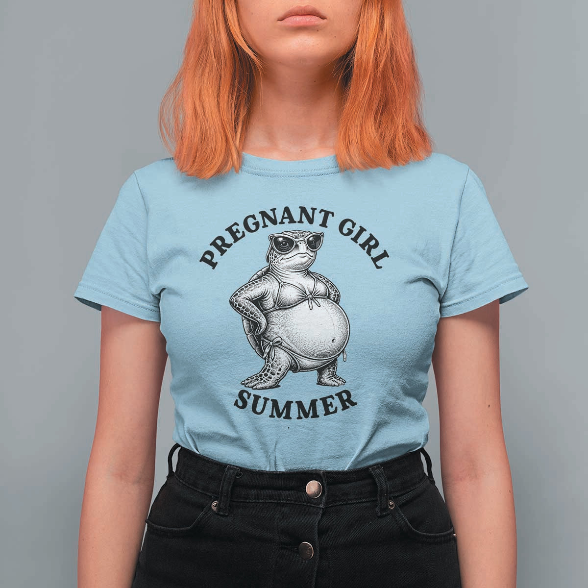 Funny Pregnant Girl Summer Turtle T Shirt For Women Cute Stipple Maternity Bikini Sea Turtle Beach