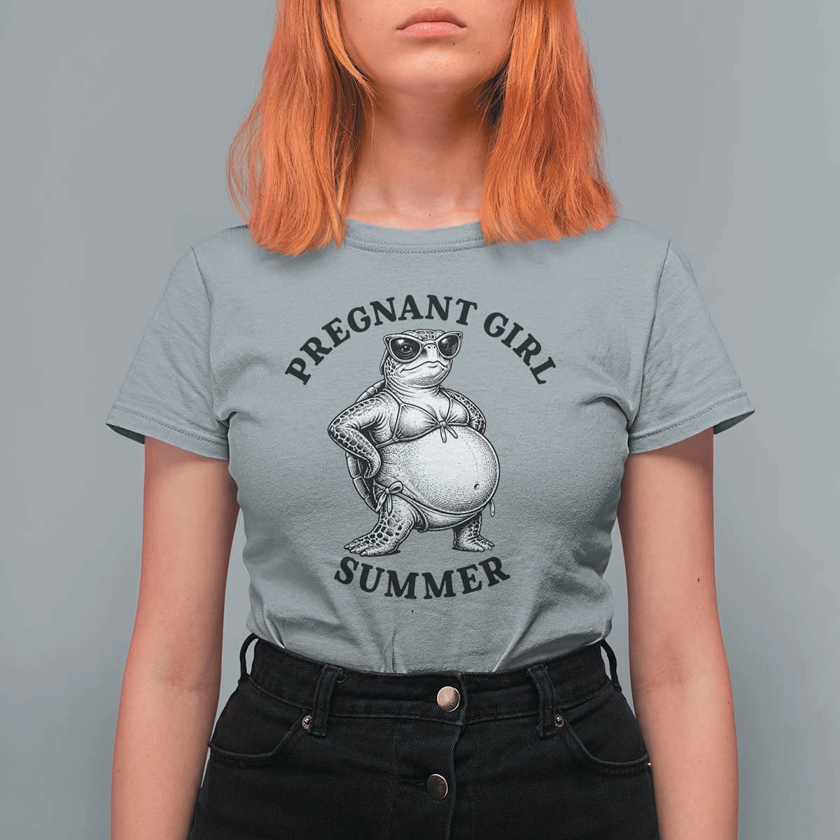 Funny Pregnant Girl Summer Turtle T Shirt For Women Cute Stipple Maternity Bikini Sea Turtle Beach