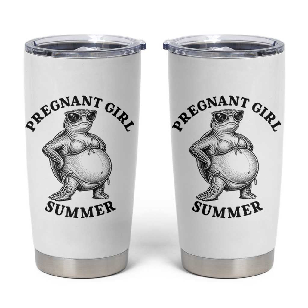 Funny Pregnant Girl Summer Turtle Tumbler Cup Cute Stipple Maternity Bikini Sea Turtle Beach