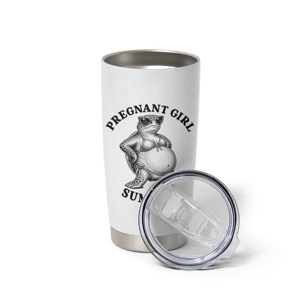 Funny Pregnant Girl Summer Turtle Tumbler Cup Cute Stipple Maternity Bikini Sea Turtle Beach