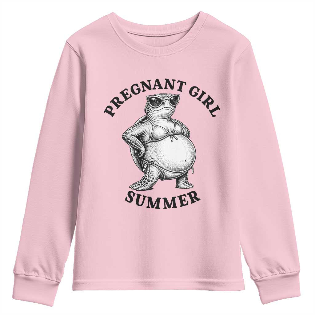 Funny Pregnant Girl Summer Turtle Youth Sweatshirt Cute Stipple Maternity Bikini Sea Turtle Beach