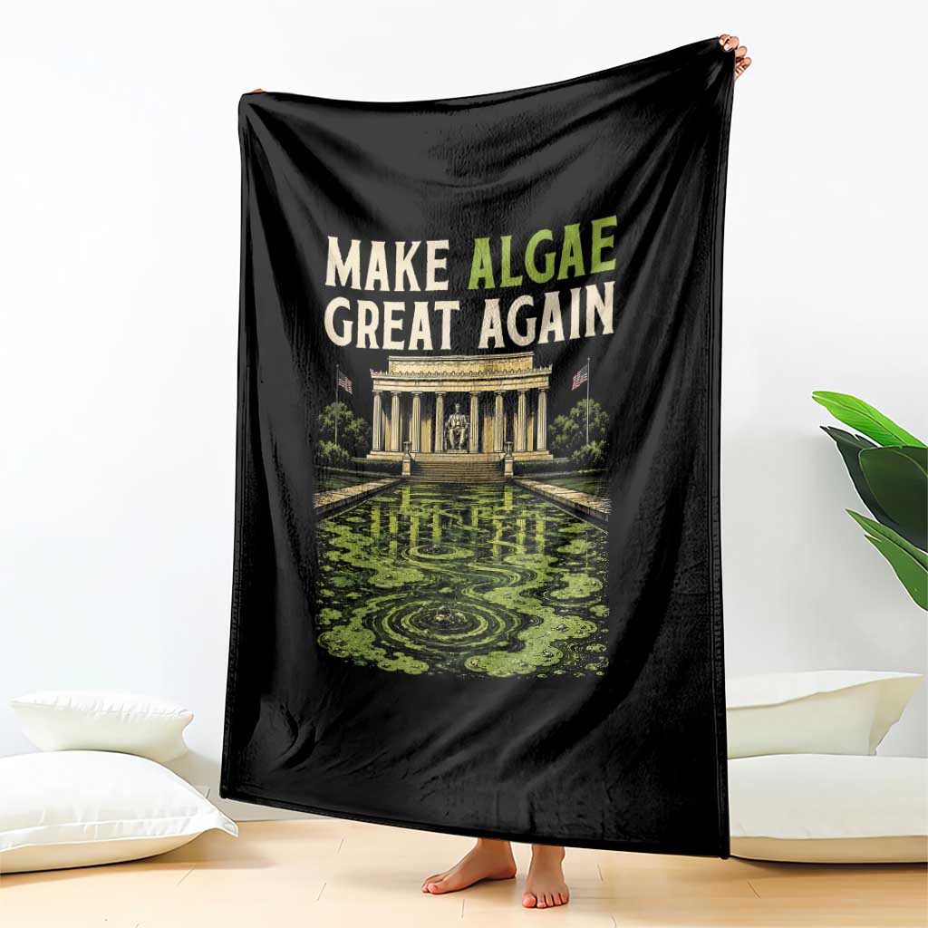 Make Algae Great Again Lincoln Memorial Reflecting Pool Graphic Throw Blanket Funny Washington DC Viral Swamp Meme