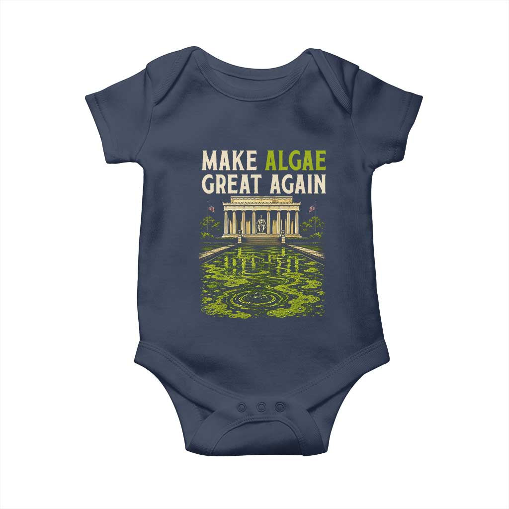 Make Algae Great Again Lincoln Memorial Reflecting Pool Graphic Baby Onesie Funny Washington DC Viral Swamp Meme