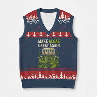Make Algae Great Again Lincoln Memorial Reflecting Pool Graphic V-Neck Knit Sweater Vest Funny Washington DC Viral Swamp Meme