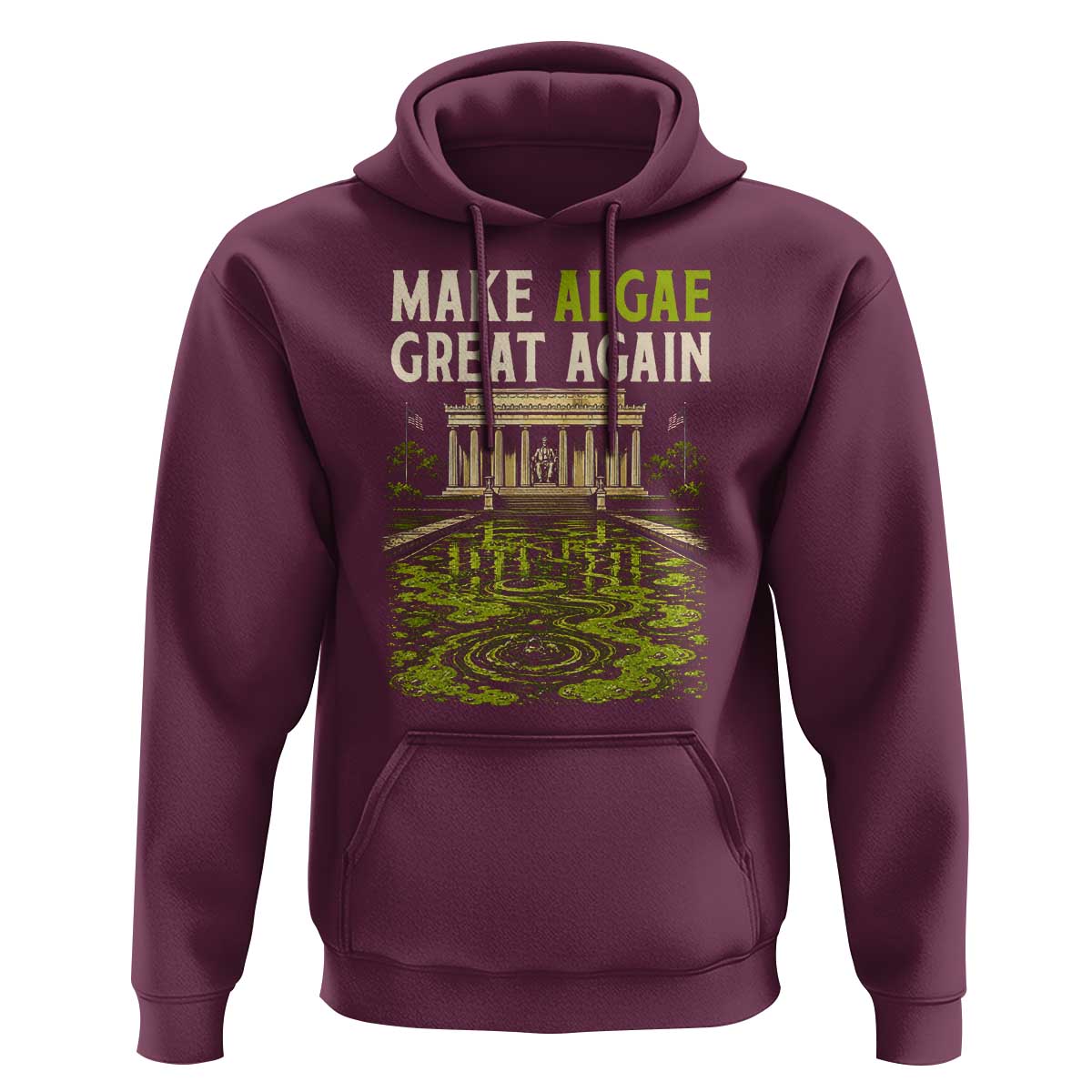 Make Algae Great Again Lincoln Memorial Reflecting Pool Graphic Hoodie Funny Washington DC Viral Swamp Meme