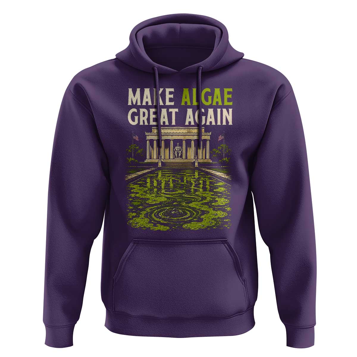 Make Algae Great Again Lincoln Memorial Reflecting Pool Graphic Hoodie Funny Washington DC Viral Swamp Meme