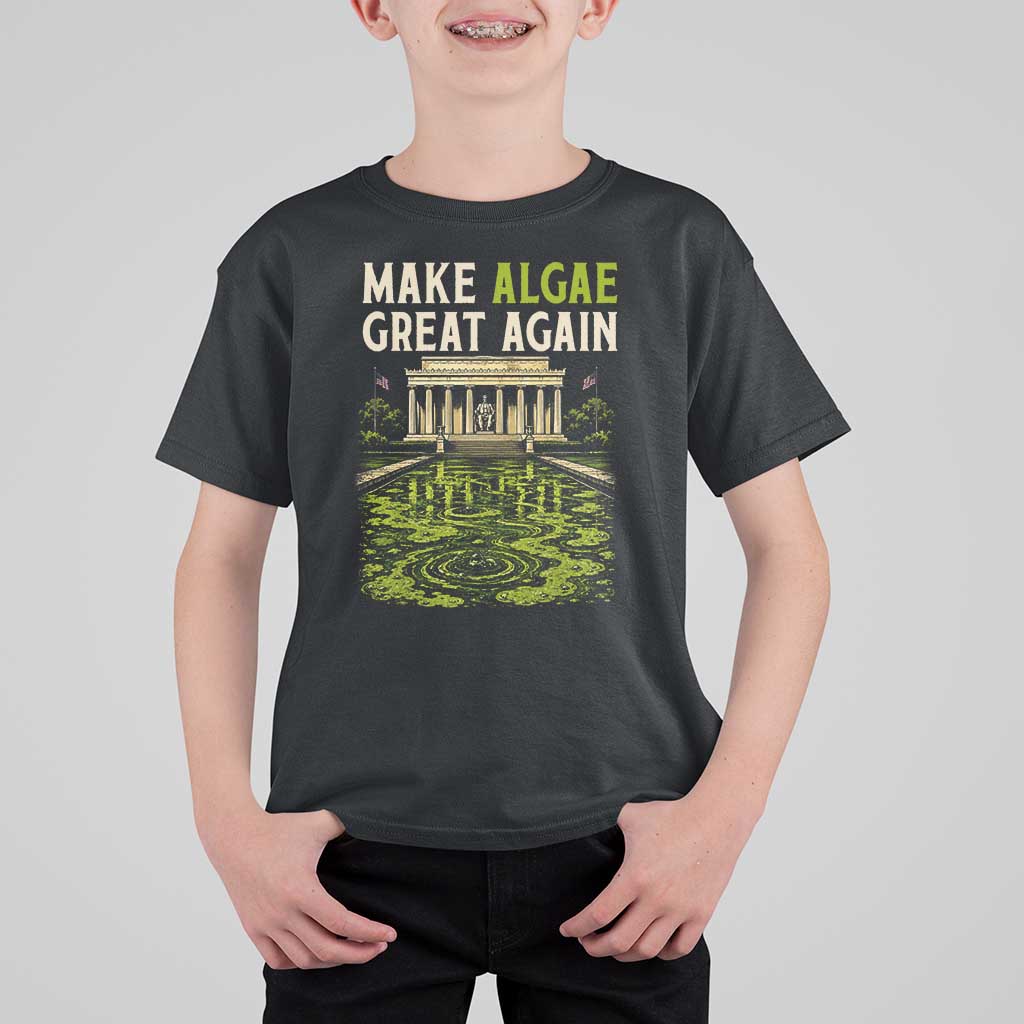Make Algae Great Again Lincoln Memorial Reflecting Pool Graphic T Shirt For Kid Funny Washington DC Viral Swamp Meme