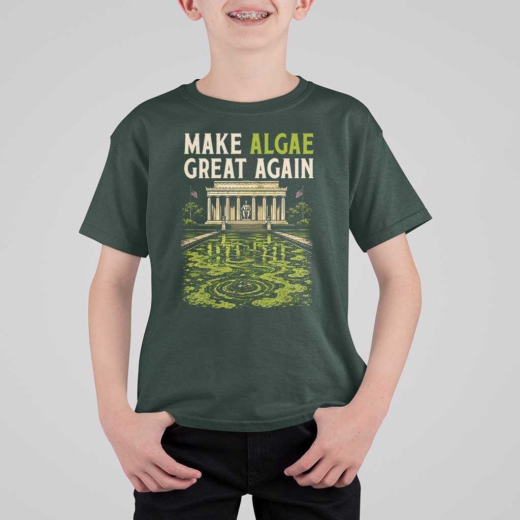 Make Algae Great Again Lincoln Memorial Reflecting Pool Graphic T Shirt For Kid Funny Washington DC Viral Swamp Meme