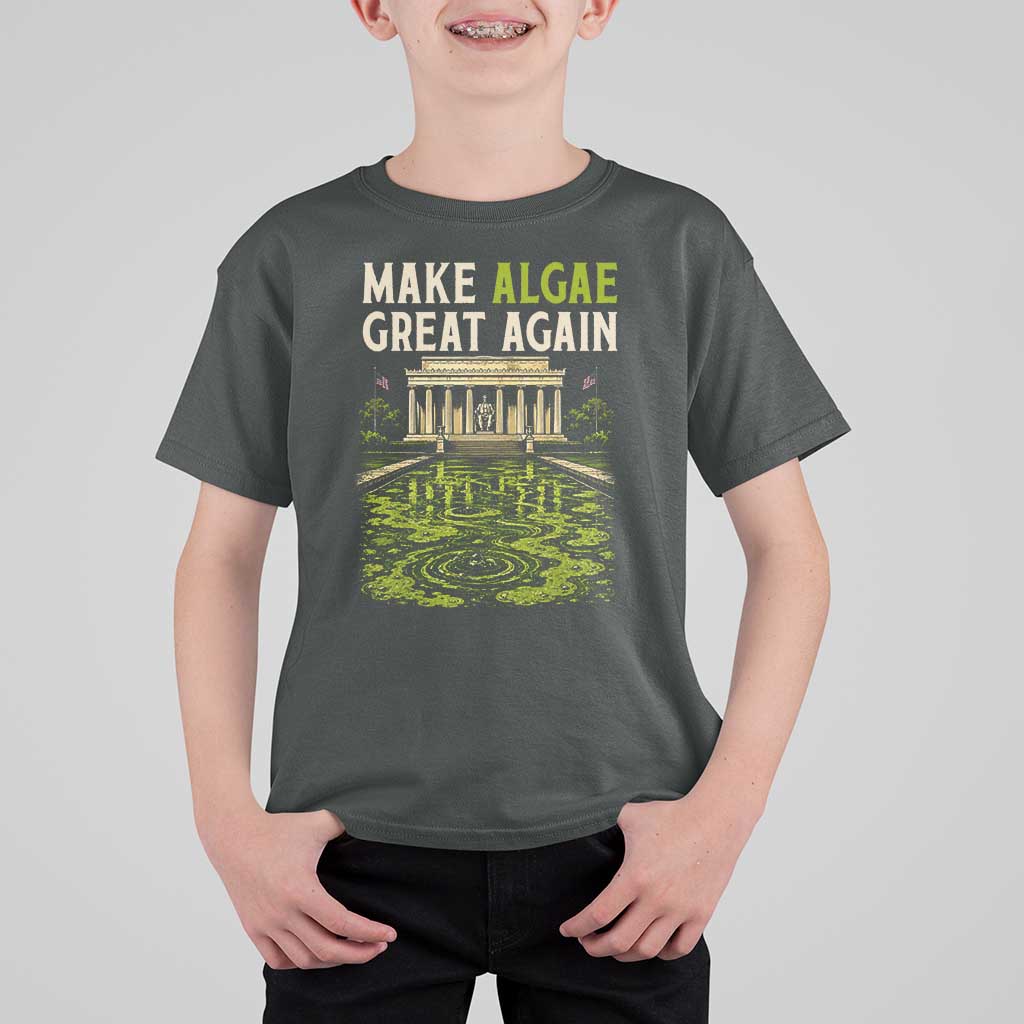 Make Algae Great Again Lincoln Memorial Reflecting Pool Graphic T Shirt For Kid Funny Washington DC Viral Swamp Meme
