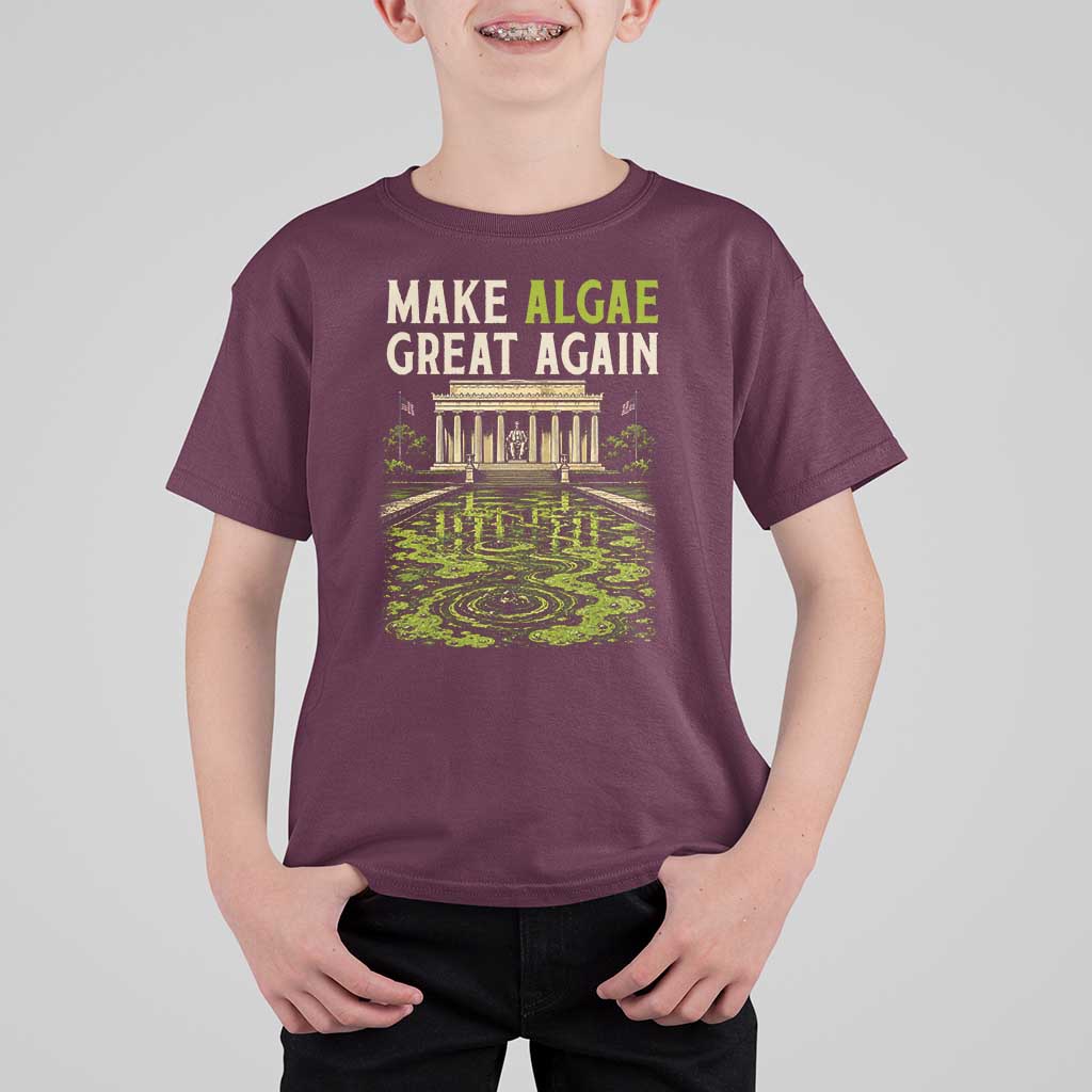Make Algae Great Again Lincoln Memorial Reflecting Pool Graphic T Shirt For Kid Funny Washington DC Viral Swamp Meme