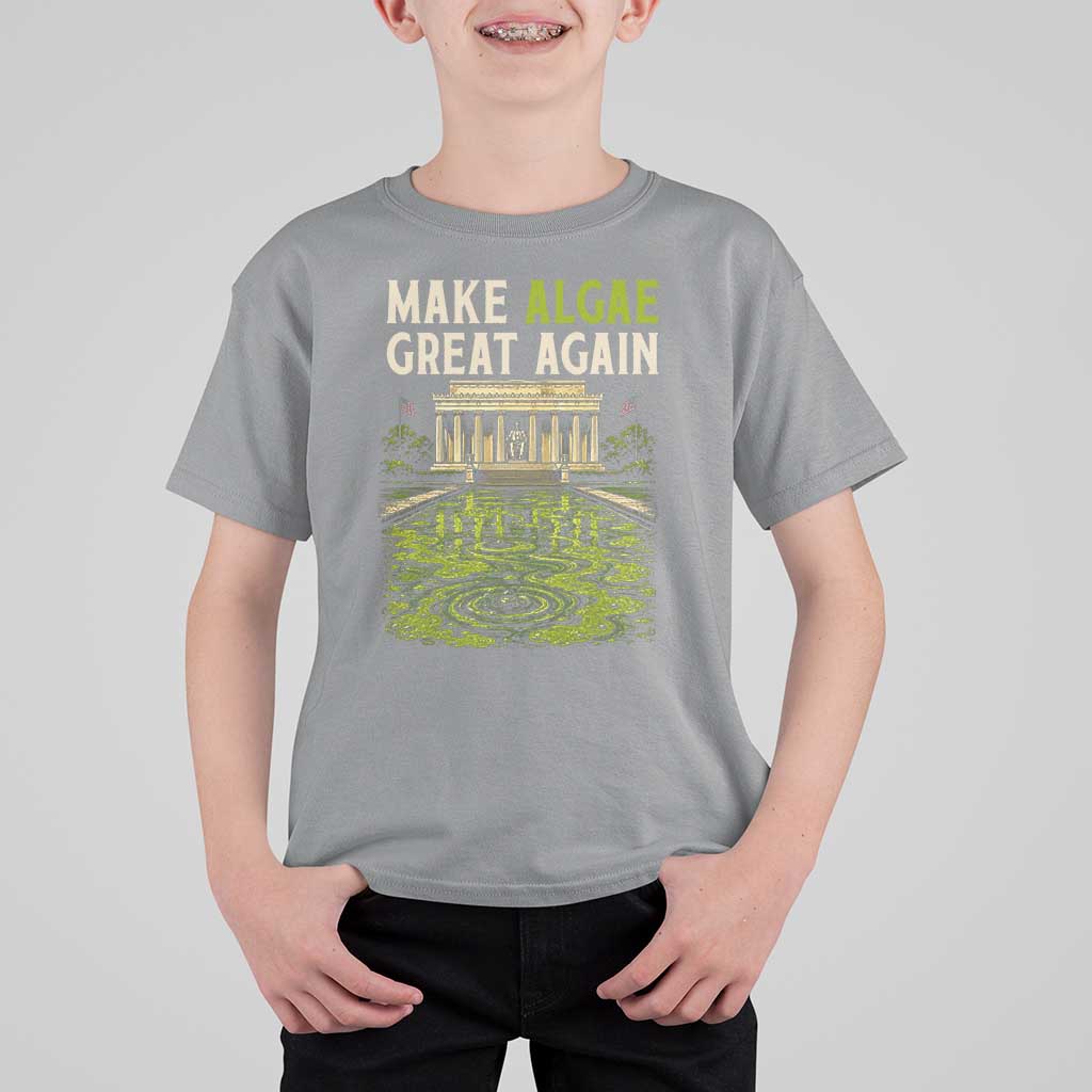Make Algae Great Again Lincoln Memorial Reflecting Pool Graphic T Shirt For Kid Funny Washington DC Viral Swamp Meme