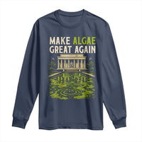 Make Algae Great Again Lincoln Memorial Reflecting Pool Graphic Long Sleeve Shirt Funny Washington DC Viral Swamp Meme