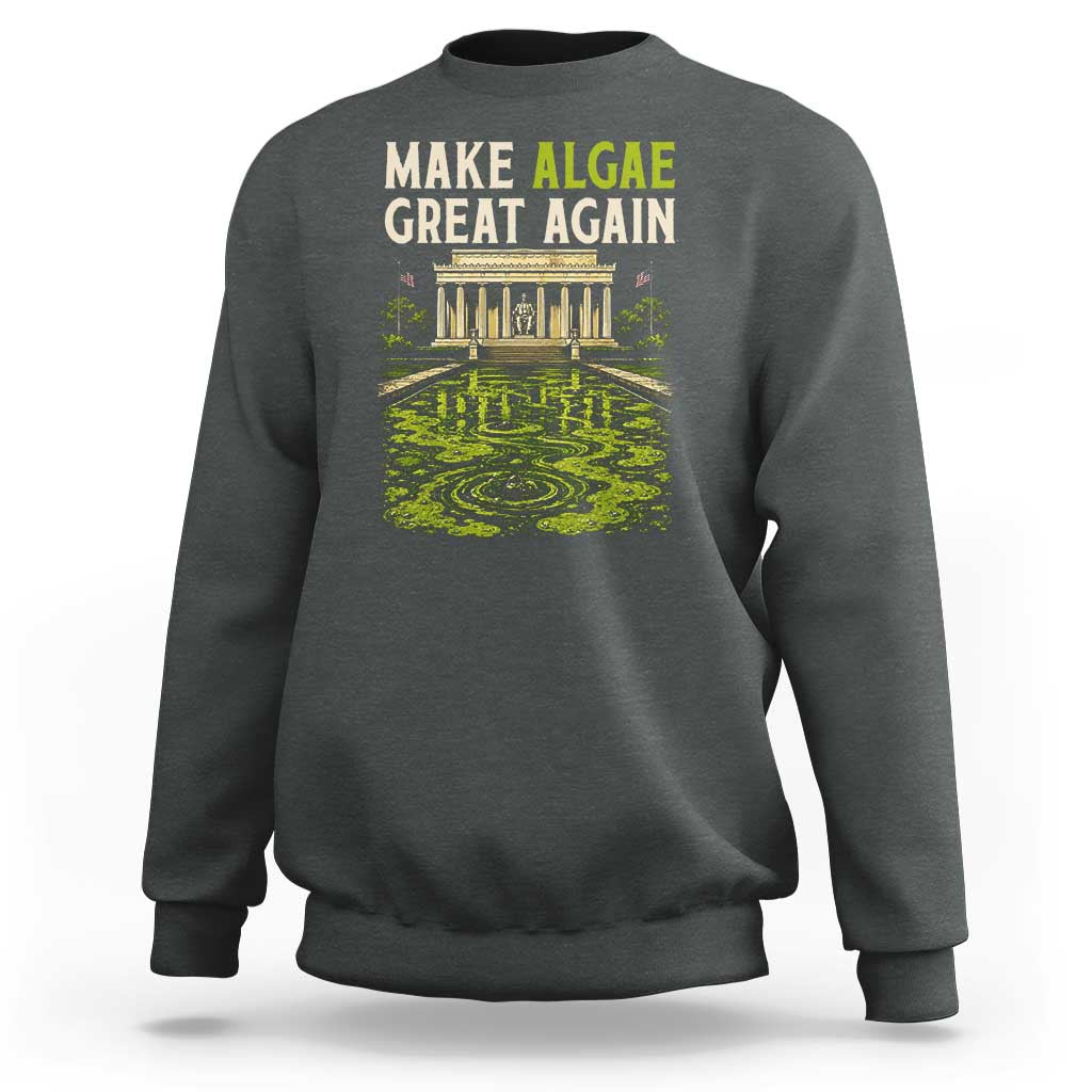 Make Algae Great Again Lincoln Memorial Reflecting Pool Graphic Sweatshirt Funny Washington DC Viral Swamp Meme