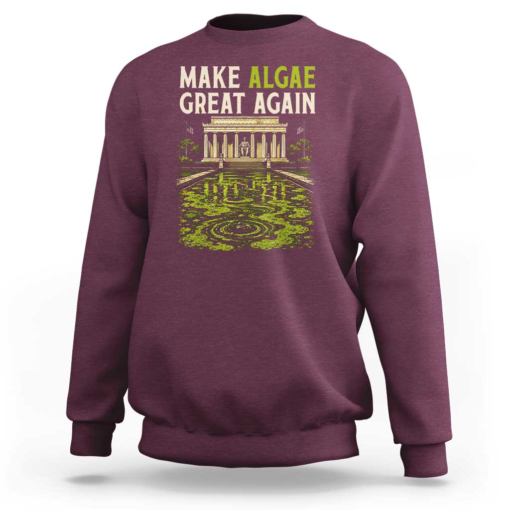 Make Algae Great Again Lincoln Memorial Reflecting Pool Graphic Sweatshirt Funny Washington DC Viral Swamp Meme