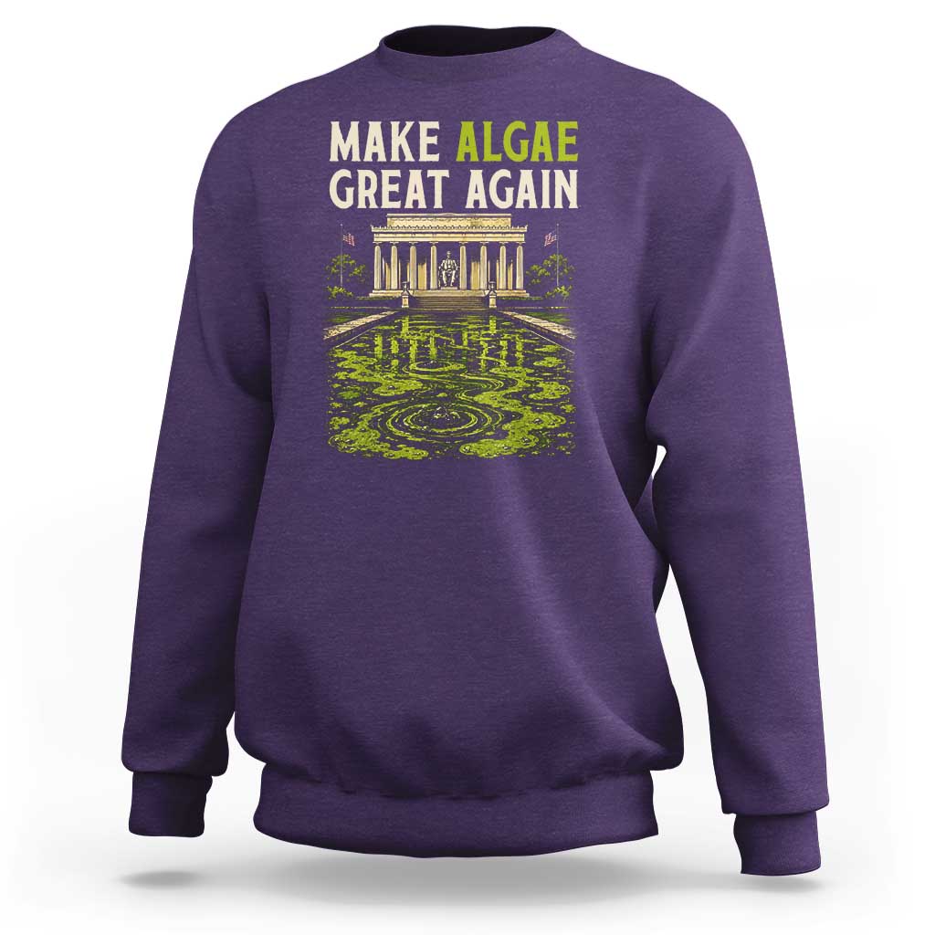 Make Algae Great Again Lincoln Memorial Reflecting Pool Graphic Sweatshirt Funny Washington DC Viral Swamp Meme