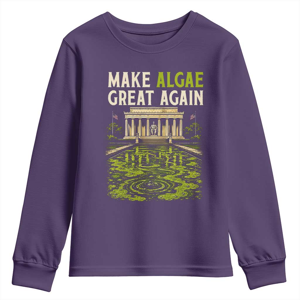 Make Algae Great Again Lincoln Memorial Reflecting Pool Graphic Youth Sweatshirt Funny Washington DC Viral Swamp Meme