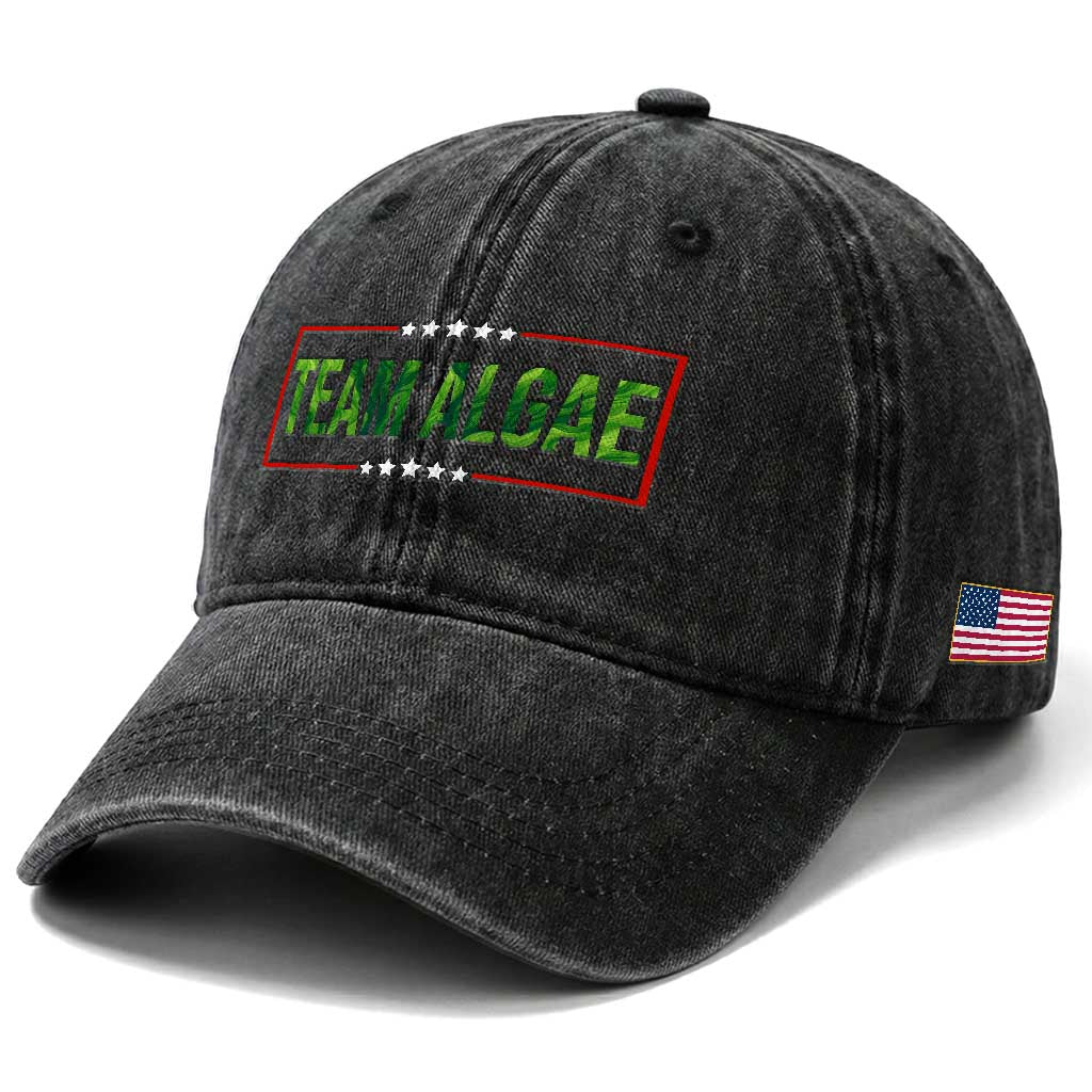 Team Algae Satire Washed Cotton Baseball Cap Funny Lincoln Memorial Reflecting Pool Meme Parody