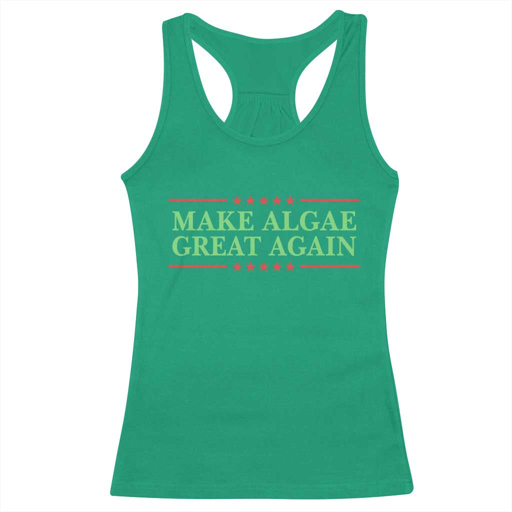 Make Algae Great Again Retro Racerback Tank Top Funny Lincoln Memorial Reflecting Pool Parody Meme